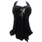 Blusa Feminina Preta - Ref C0001 Detalhe em Top e Renda Blac